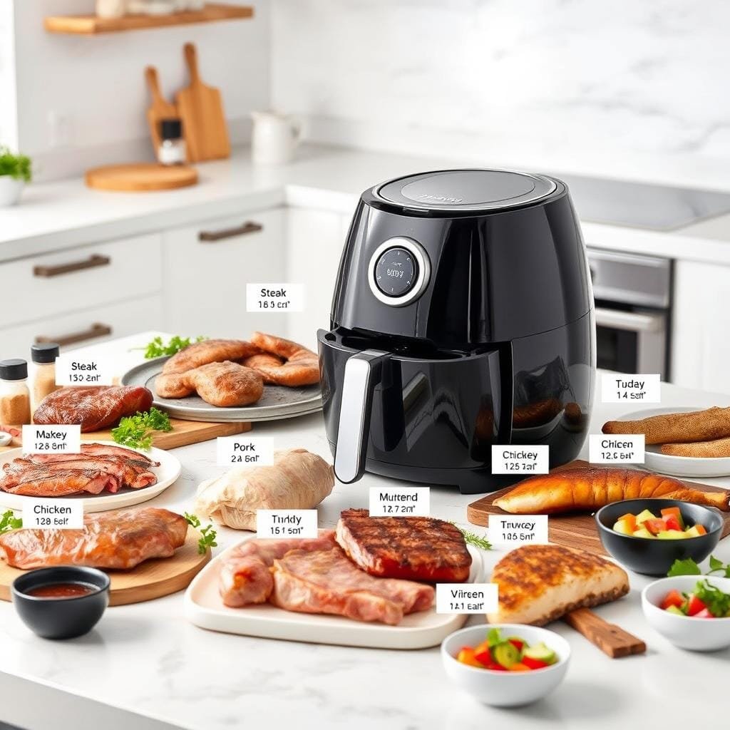 Tempo e temperatura ideal para cada tipo de carne na Airfryer
