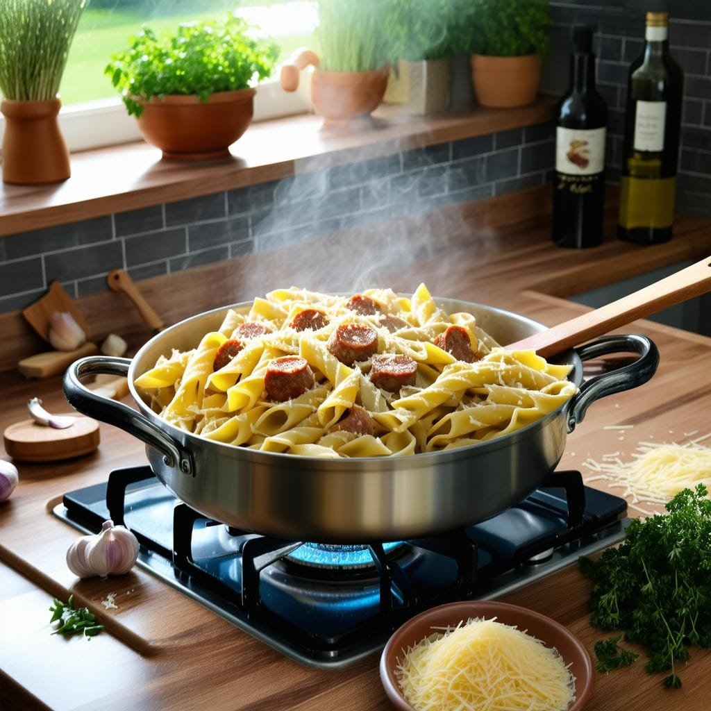Blog 10 Macarrão Cremoso com Calabresa de Uma Panela Só Tudo Junto e Misturado Fácil e Rápido
