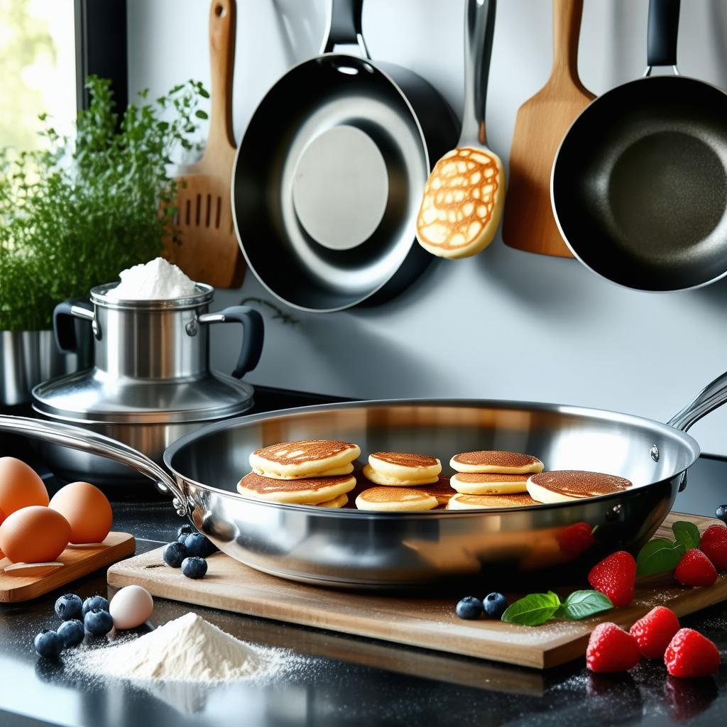 Frigideira de aço inox: durabilidade e performance para suas panquecas Frigideira de aço inox: durabilidade e performance para suas panquecas