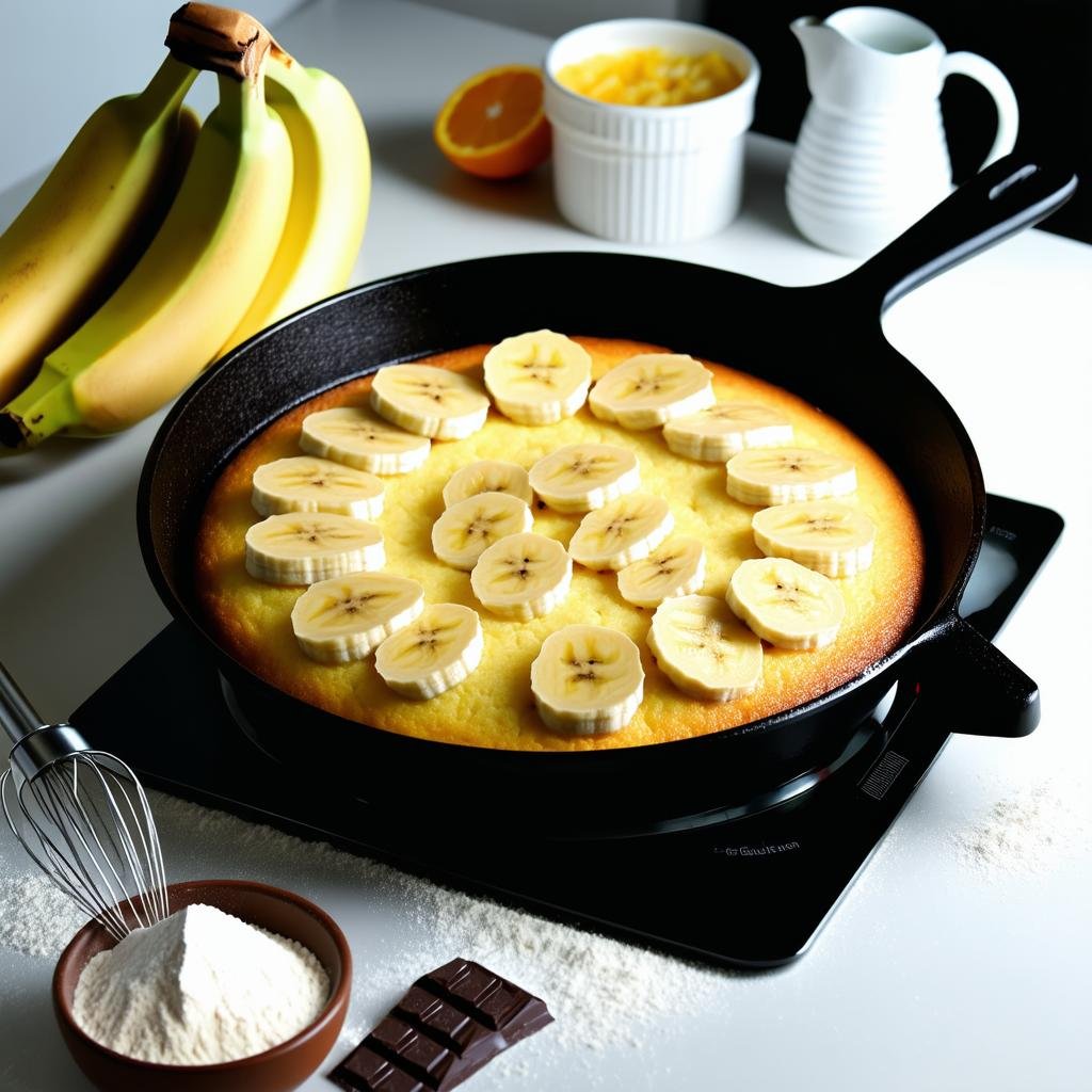 Bolo de frigideira fácil de banana