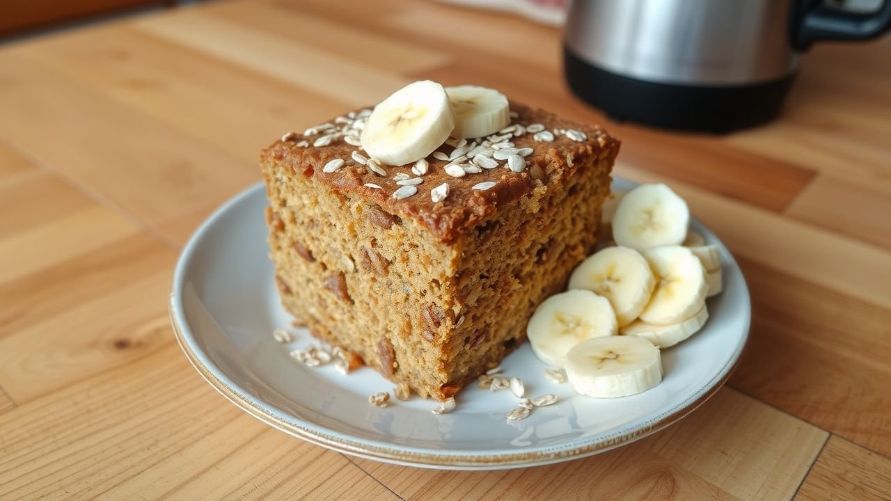 Bolo de aveia e banana no liquidificador