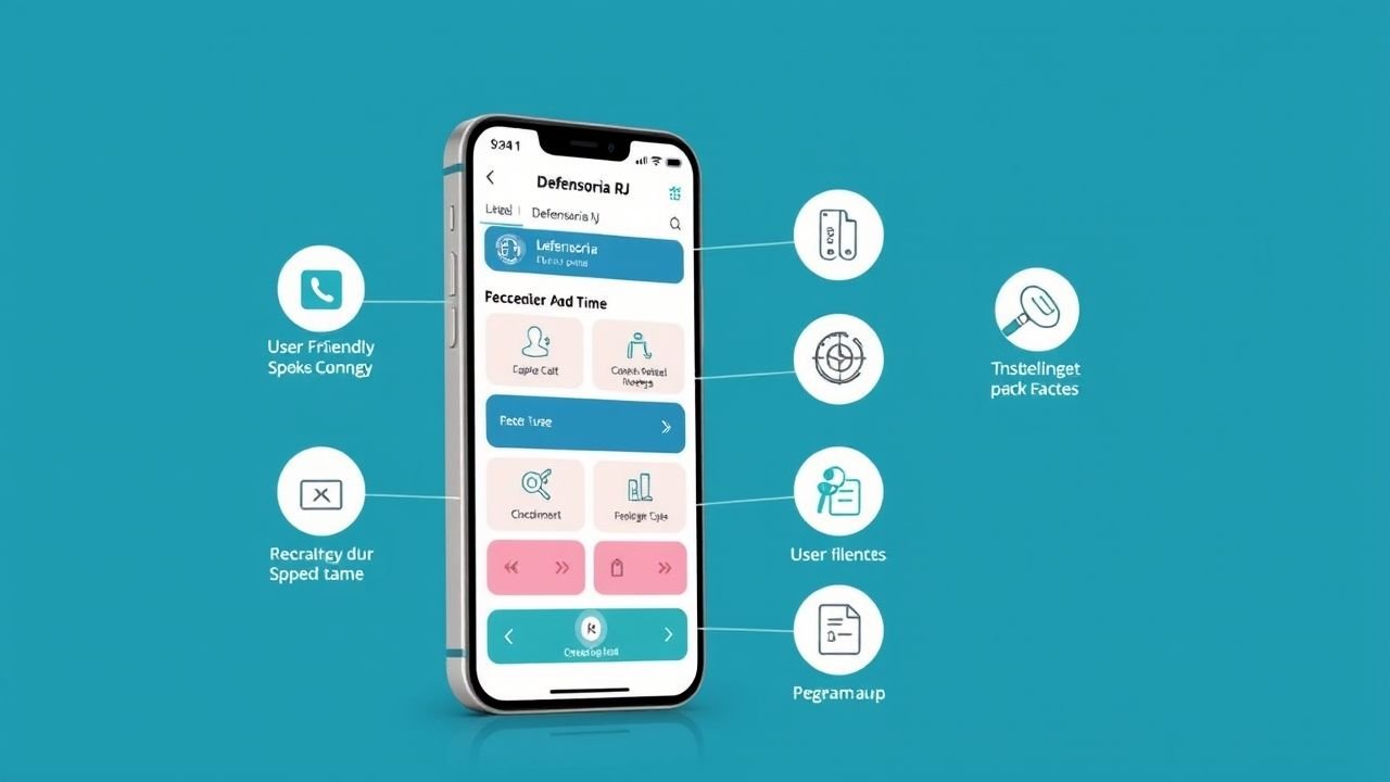 Principais funcionalidades do aplicativo Defensoria RJ